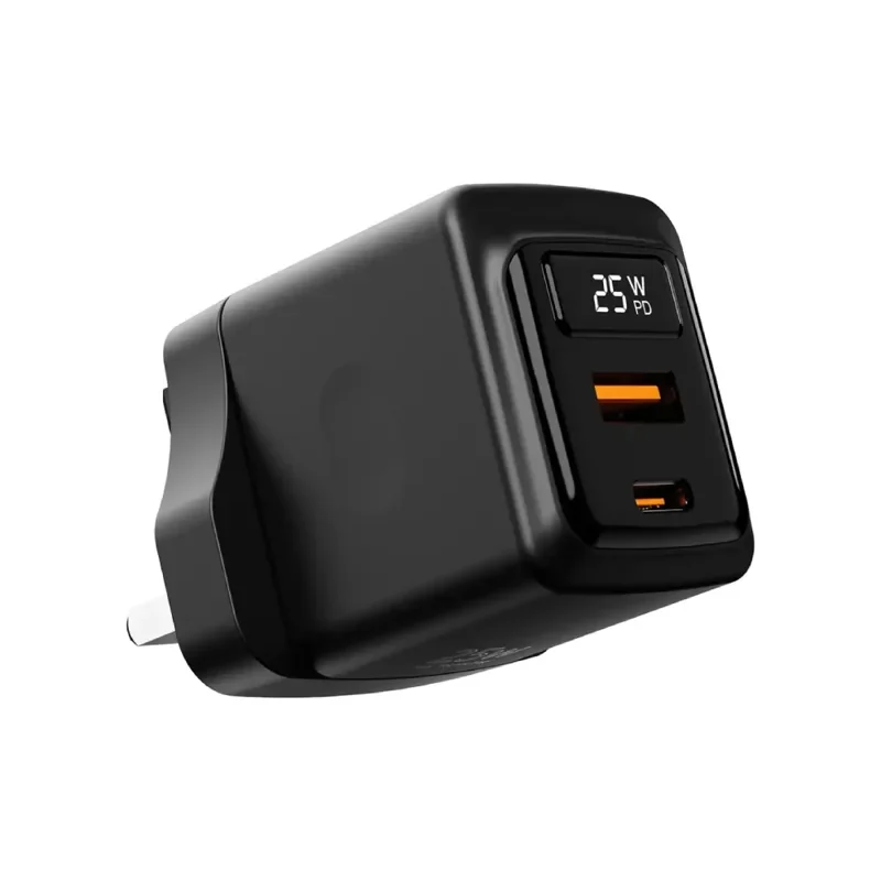 Porodo GaN 25W Dual-Port Wall Charger – Black