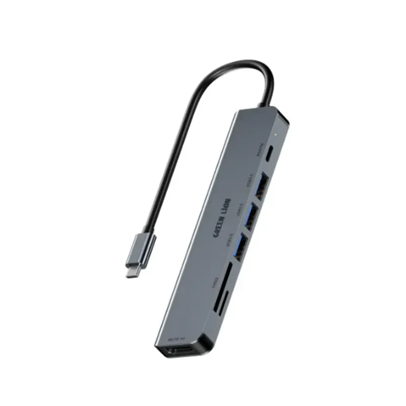 Green Lion 7-in-1 USB-C Hub – Gray