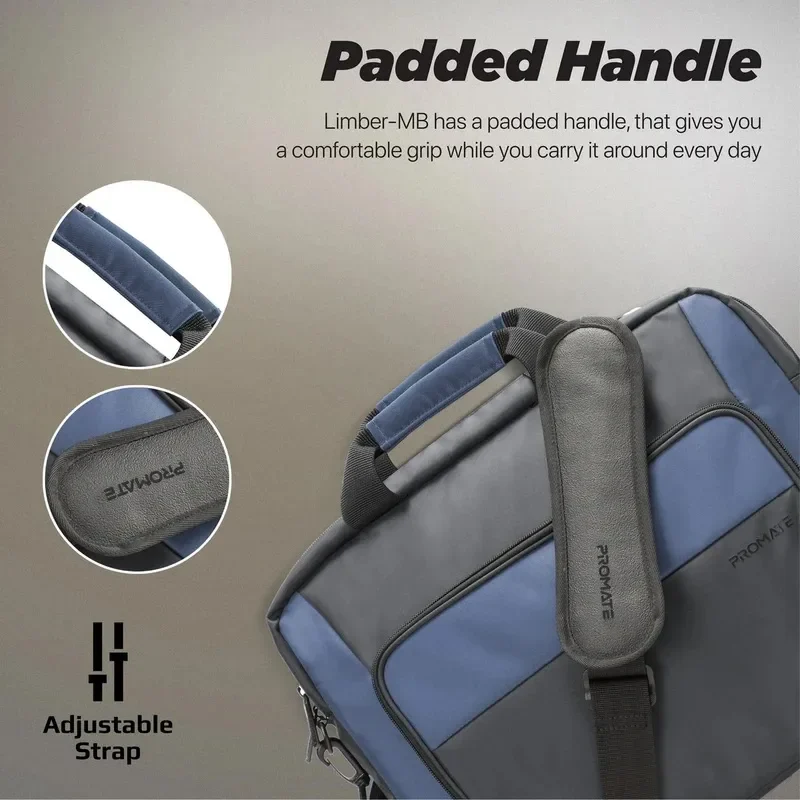 Promate 15.6″ Laptop Messenger Bag made from 300D Twill Polyester