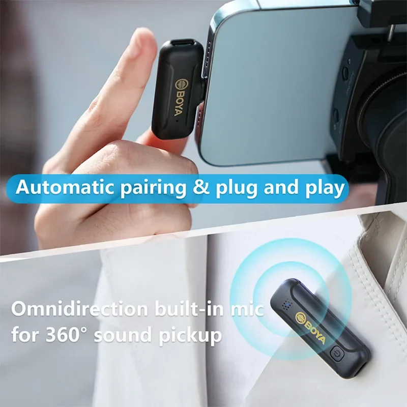 Boya By-WM3T2-D2 Digital True-Wireless Microphone System with Lightning Connector for iOS Mobile Dev
