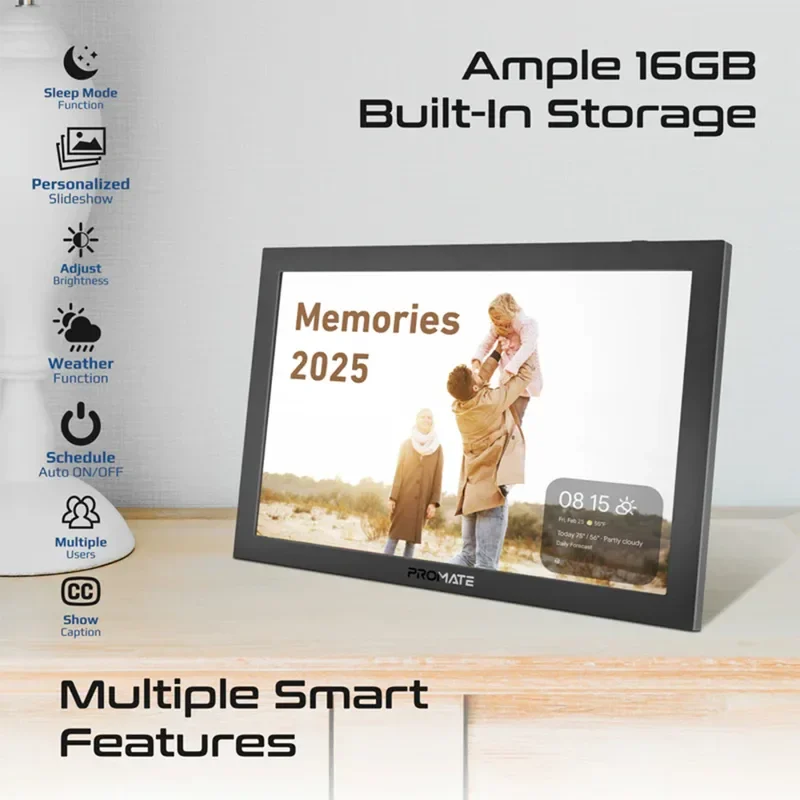 Promate 10.1 Inch Vibrant Full HD Smart Multimedia Wi-Fi Digital Photo Frame – Black