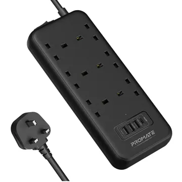 Promate 6-Outlet Surge Protected Power Strip with 20W Power Delivery 2 Meters Cable