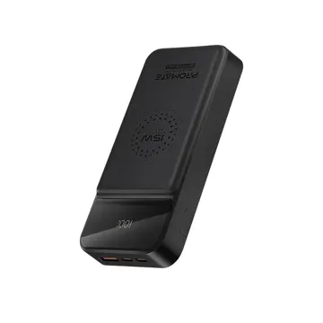 Promate 20000mAh Slim Power Bank with 15 Wireless Charging with 22W PD and Quick Charge 3.0