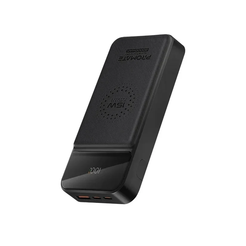 Promate 20000mAh Slim Power Bank with 15 Wireless Charging with 22W PD and Quick Charge 3.0