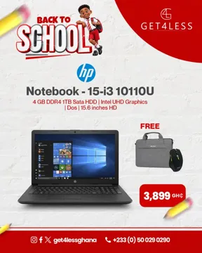 HP Notebook 15 Core i3 G11 4GB RAM 1TB HDD 15.6 Inches