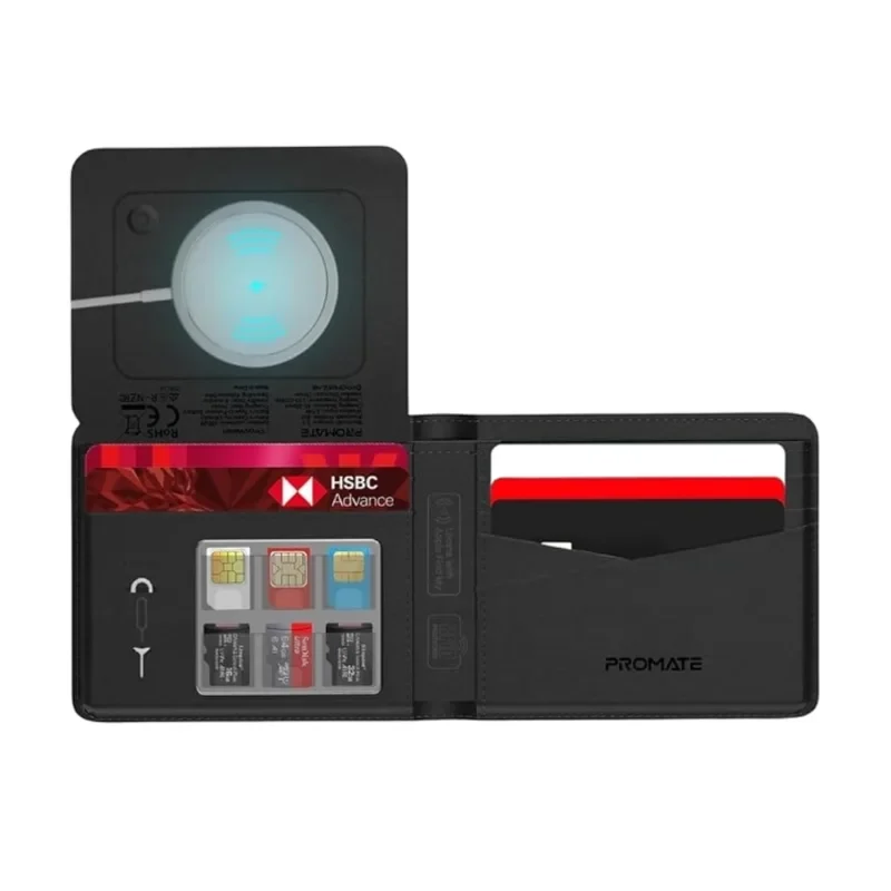 PromateAnti-Loss Slim Leather Wallet with RFID Protection & Smart Tracking