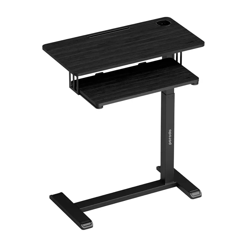 Porodo Height Adjustable Side Desk with Keyboard Tray – Black