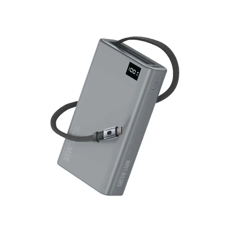 Green Lion Retractable Power Bank 35W 10000mAh – Grey