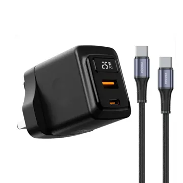 Porodo GaN 25W Dual USB-C Wall Charger – Black