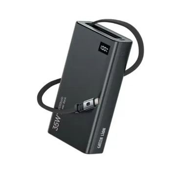 Green Lion Retractable Power Bank 35W 20000mAh – Black